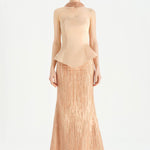Satin bustier evening dresses with stones - 26067C