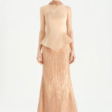 Satin bustier evening dresses with stones - 26067C