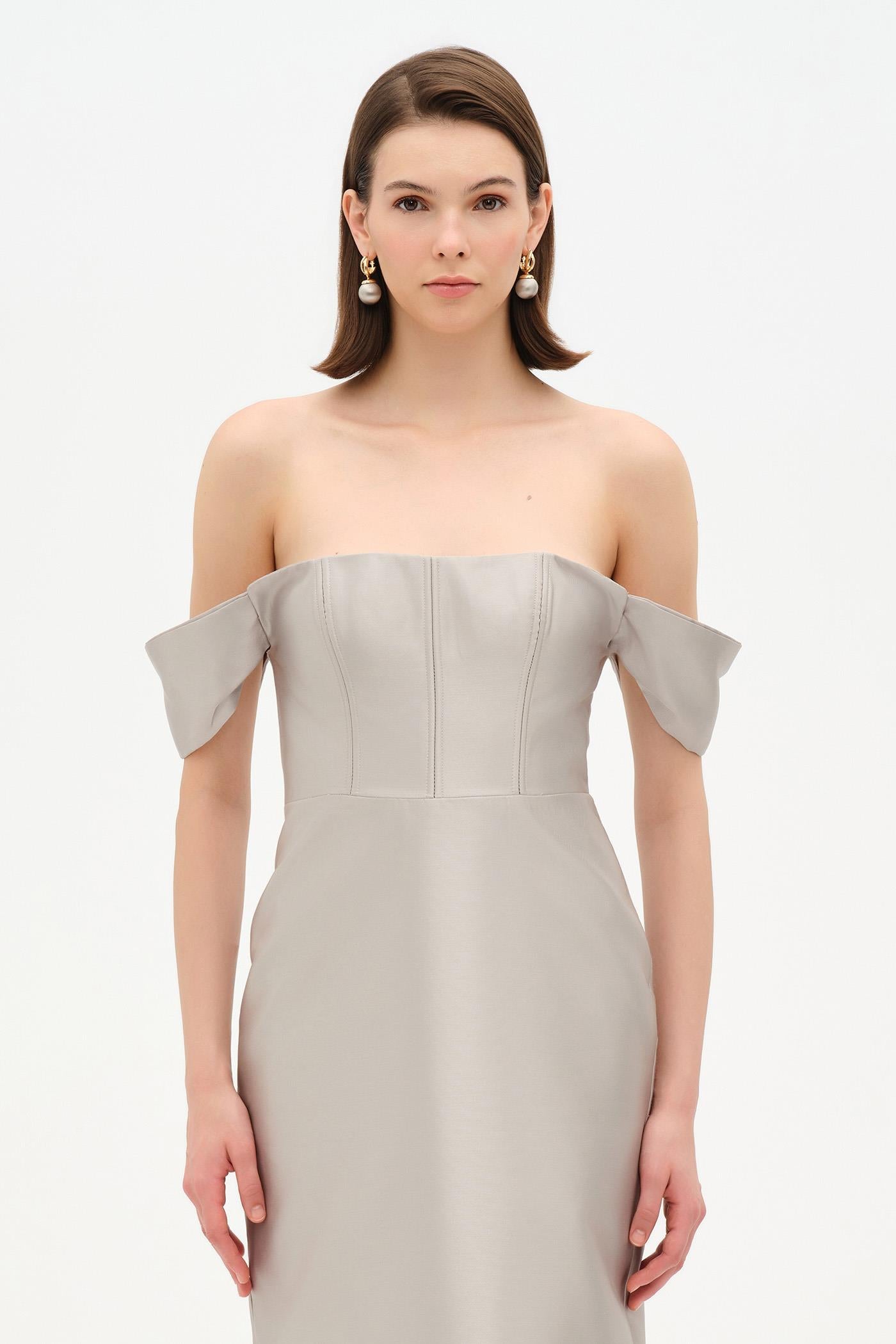 Strapless Off-the-Shoulder Evening Gown - 26054C