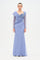 Dantelli Uzun Kollu Drape Abiye Elbise-26207C