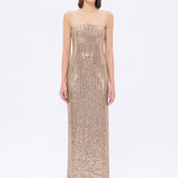 Strapless Neckline Slit Sequin Long Evening Dress - 9293C