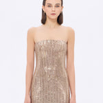 Strapless Neckline Slit Sequin Long Evening Dress - 9293C