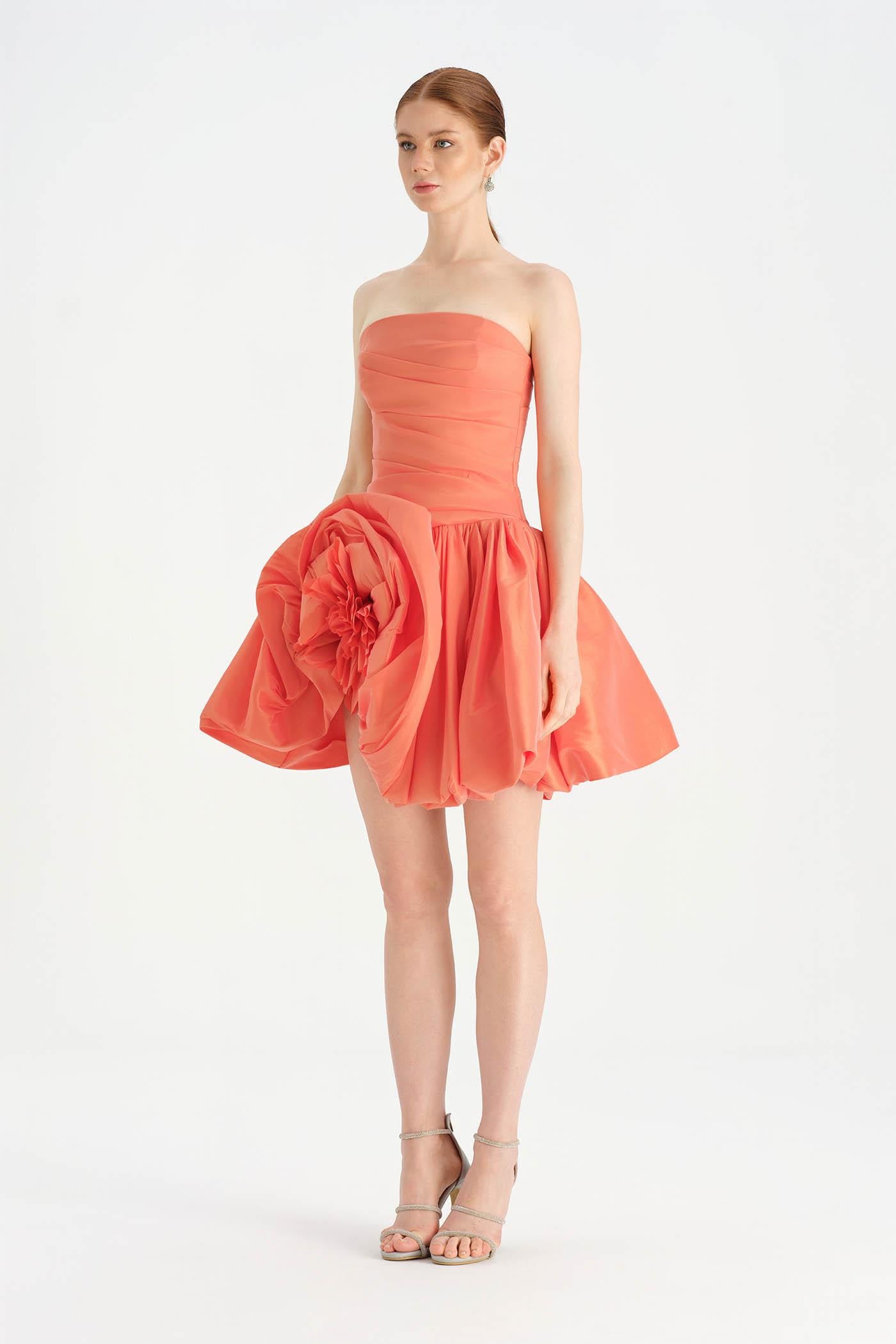 Çiçekli Mini Abiye Elbise - 26004C