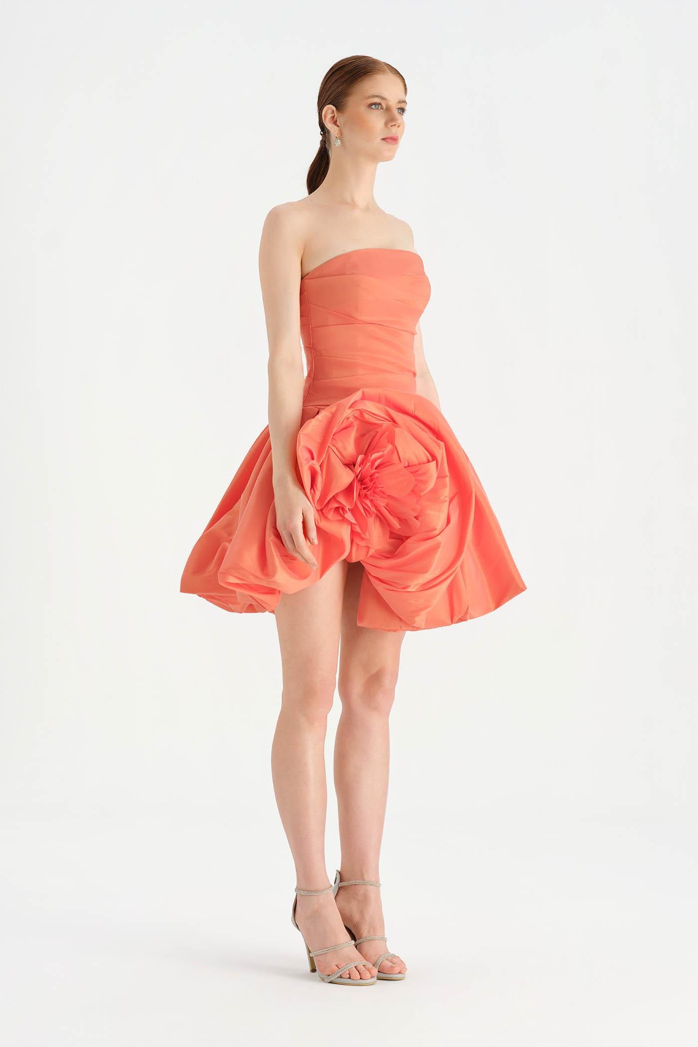 Çiçekli Mini Abiye Elbise - 26004C