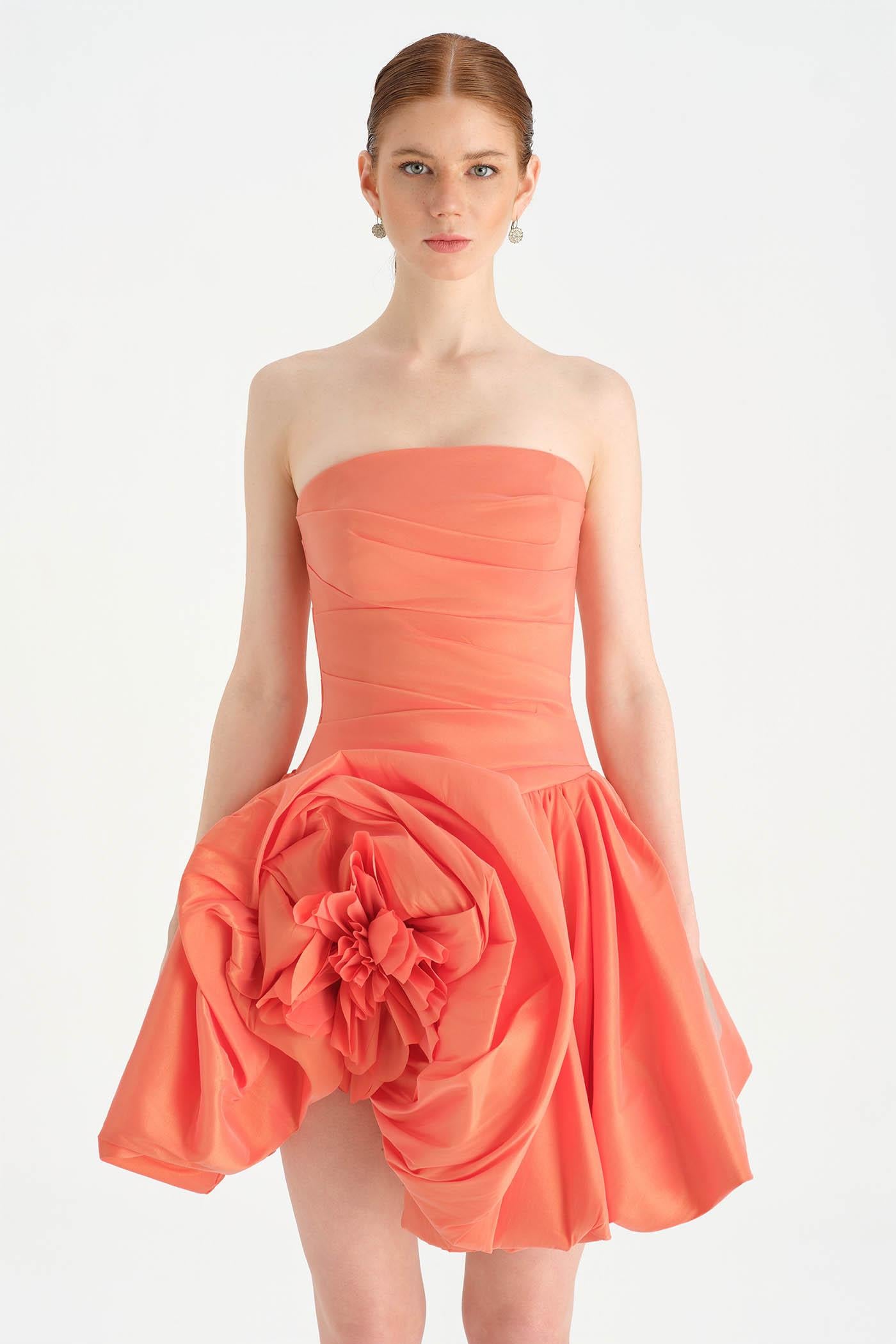 Çiçekli Mini Abiye Elbise - 26004C