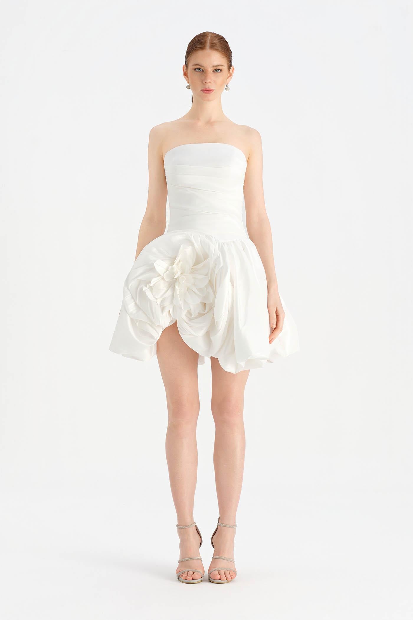 Çiçekli Mini Abiye Elbise - 26004C