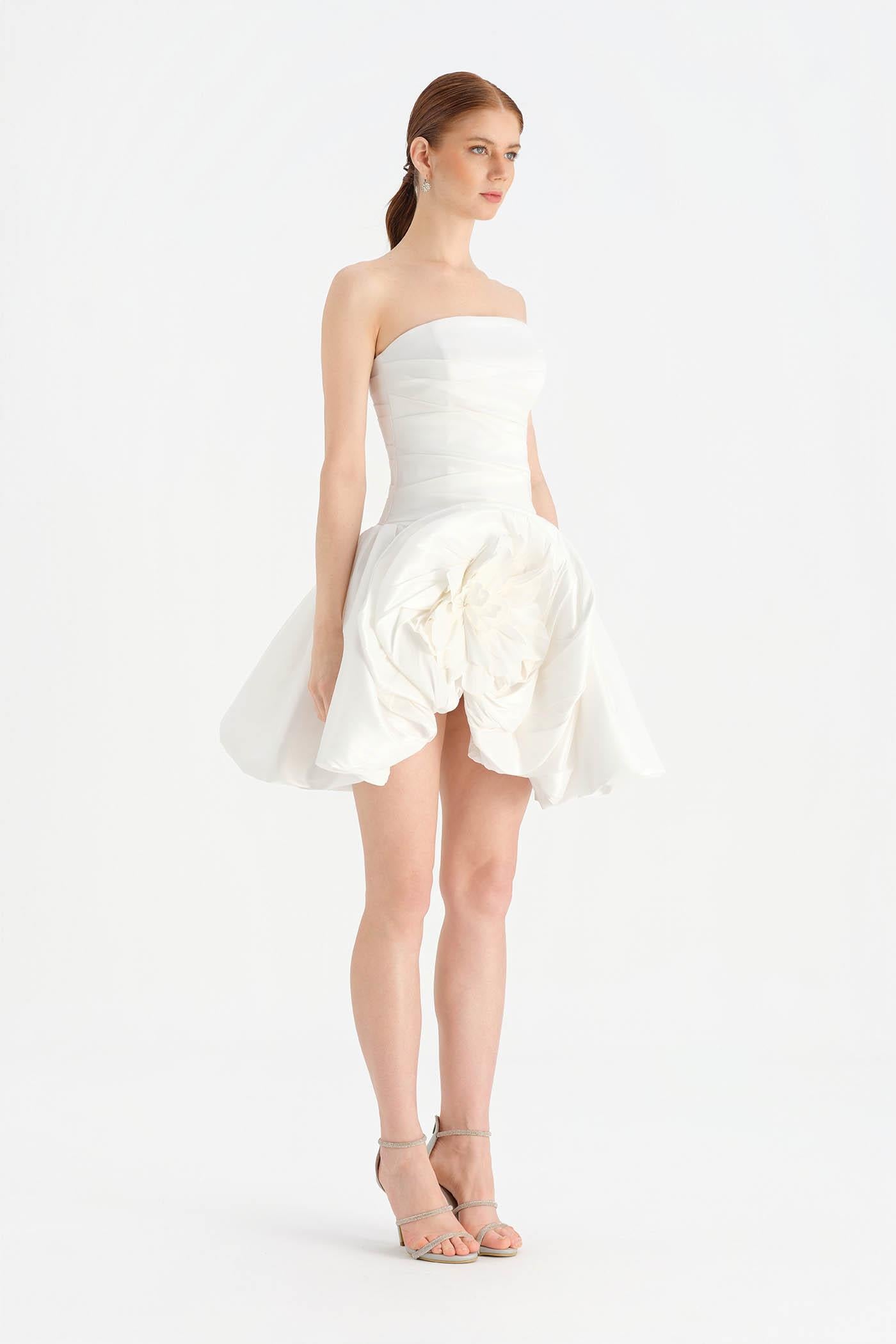 Çiçekli Mini Abiye Elbise - 26004C