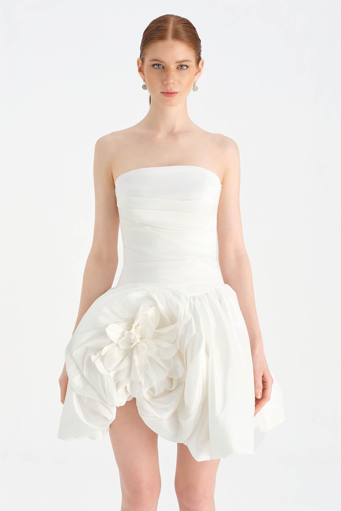 Çiçekli Mini Abiye Elbise - 26004C