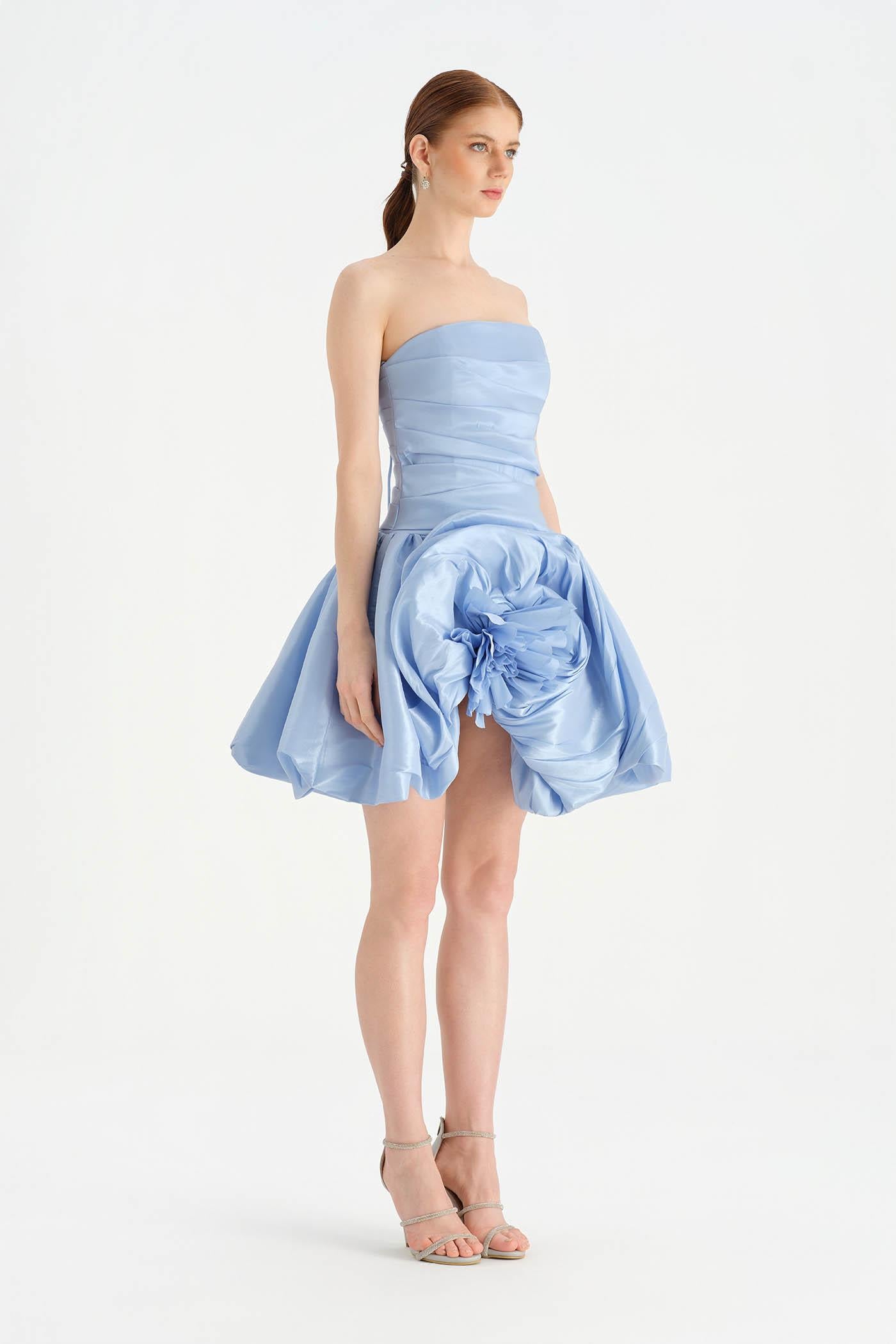 Çiçekli Mini Abiye Elbise - 26004C