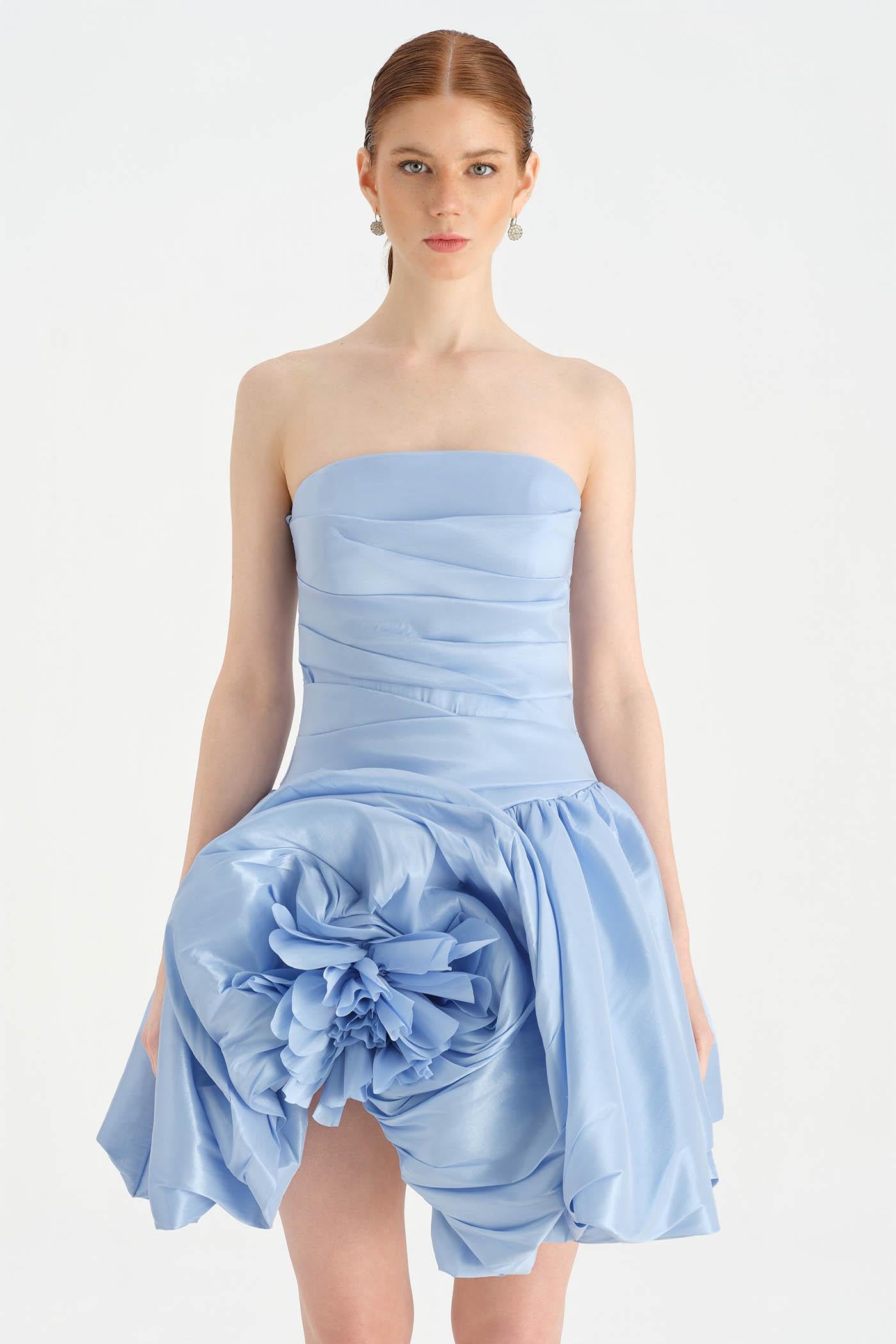 Çiçekli Mini Abiye Elbise - 26004C