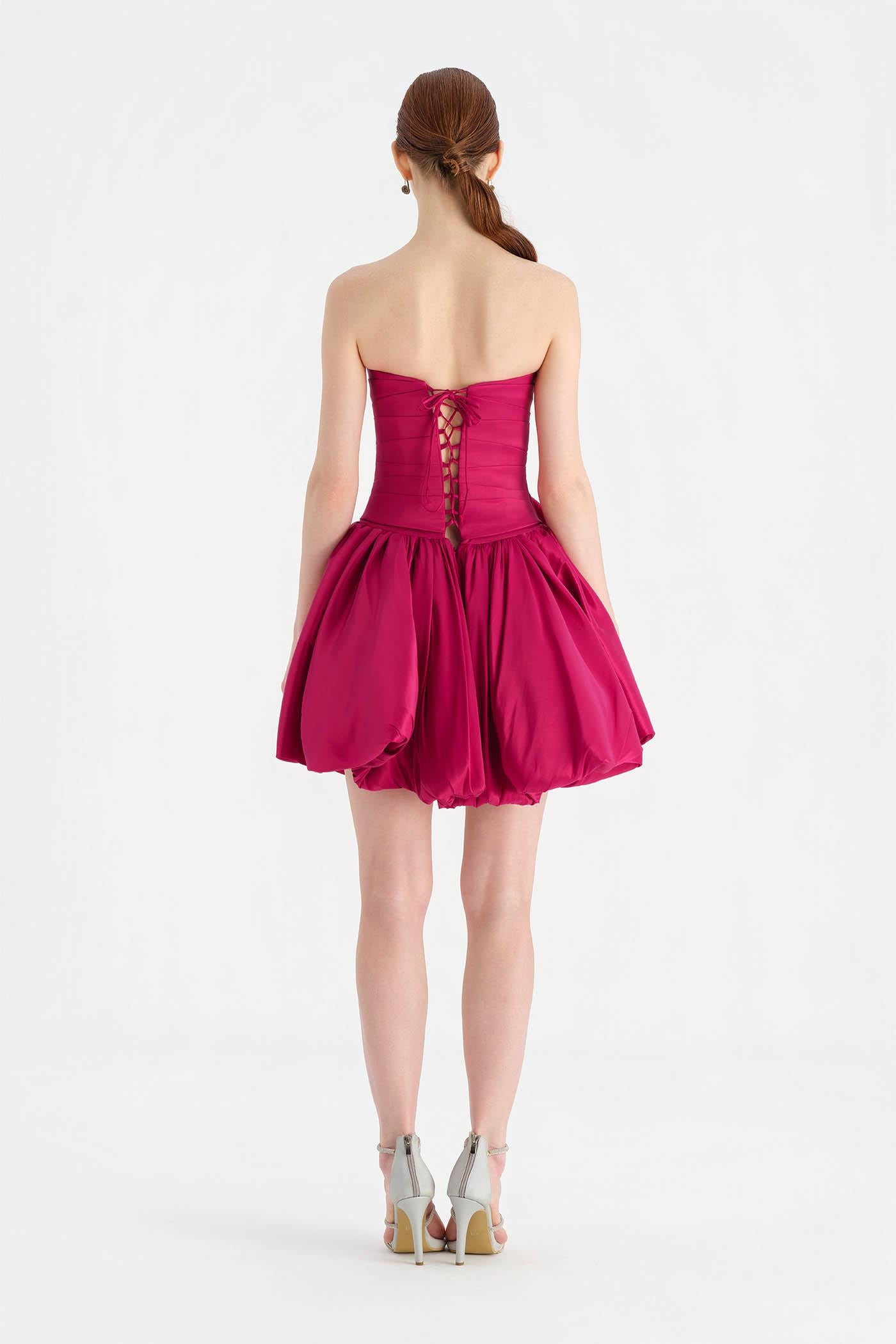 Çiçekli Mini Abiye Elbise - 26004C