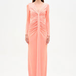 Draped Evening Dress with Deep Neckline - 26096C