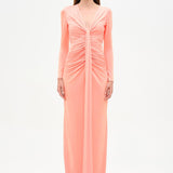 Draped Evening Dress with Deep Neckline - 26096C