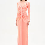 Draped Evening Dress with Deep Neckline - 26096C