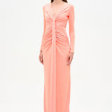 Draped Evening Dress with Deep Neckline - 26096C