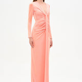 Draped Evening Dress with Deep Neckline - 26096C