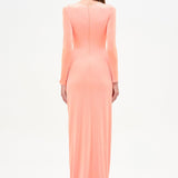 Draped Evening Dress with Deep Neckline - 26096C