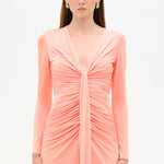 Draped Evening Dress with Deep Neckline - 26096C
