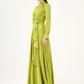 Drape Detaylı Dik Yaka Saten Uzun Abiye Elbise PEMBE