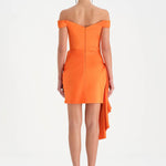 Düşük Omuzlu Drapeli Abiye Elbise - 26018C