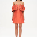 Düşük Omuz Taş İşlemeli Mini Şık Abiye Elbise - 26012C