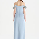 Düşük Omuzlu Yırtmaçlı Taş İşlemeli Abiye Elbise - 26063C