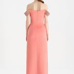 Düşük Omuzlu Yırtmaçlı Taş İşlemeli Abiye Elbise - 26063C