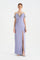 Düşük Omuz Yırtmaçlı Taş İşleme Detaylı Abiye Elbise - 26063C - LAVANTA