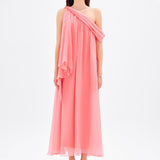 Low Shoulder Chiffon Midi Evening Dress - 9081C