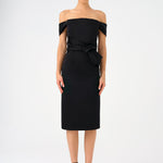 Low Shoulder Strapless Satin Midi Evening Dress - 9155C