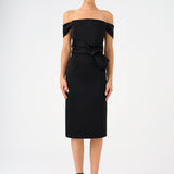 Low Shoulder Strapless Satin Midi Evening Dress - 9155C