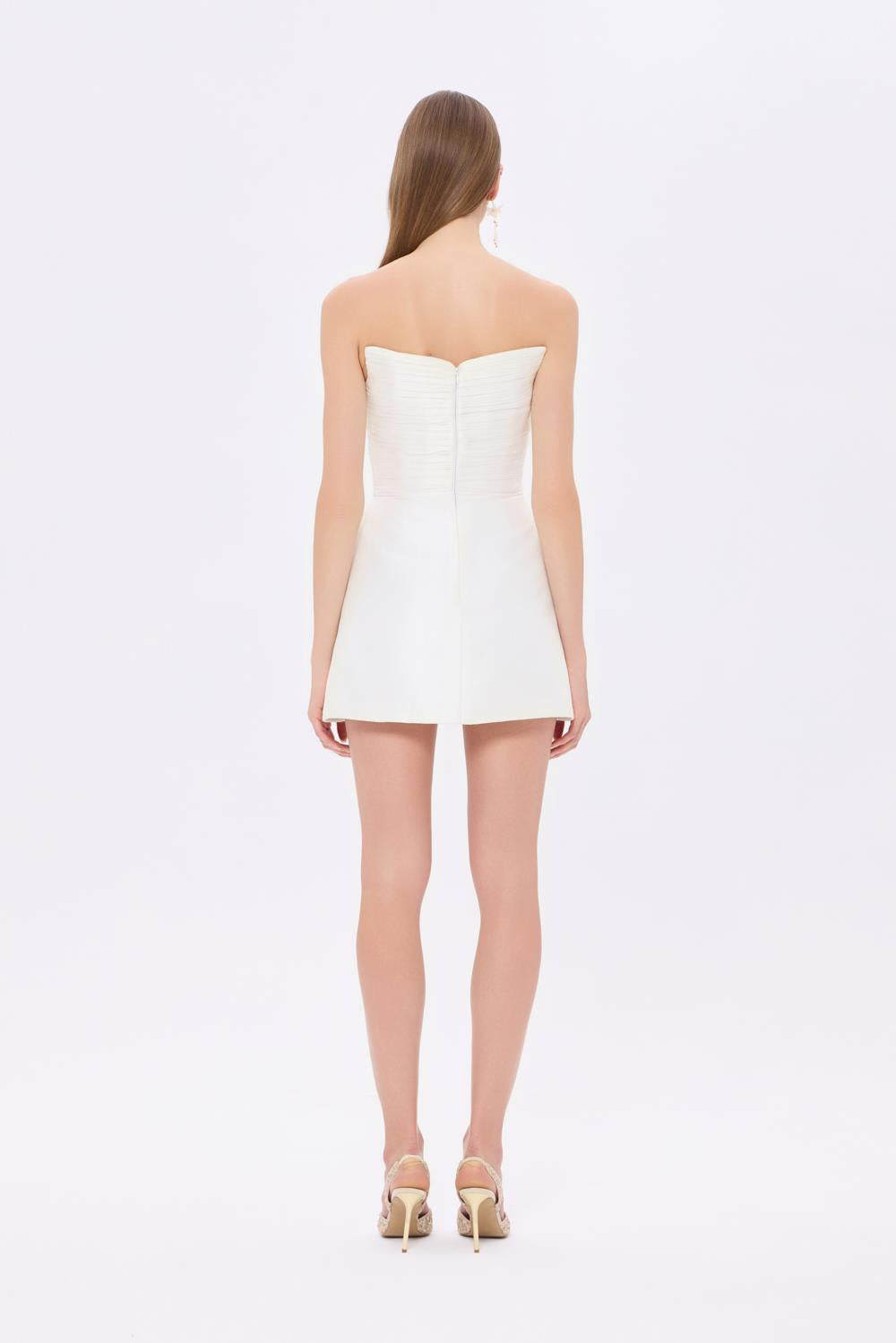 Low Shoulder Taffeta Mini Evening Dress - 9275C