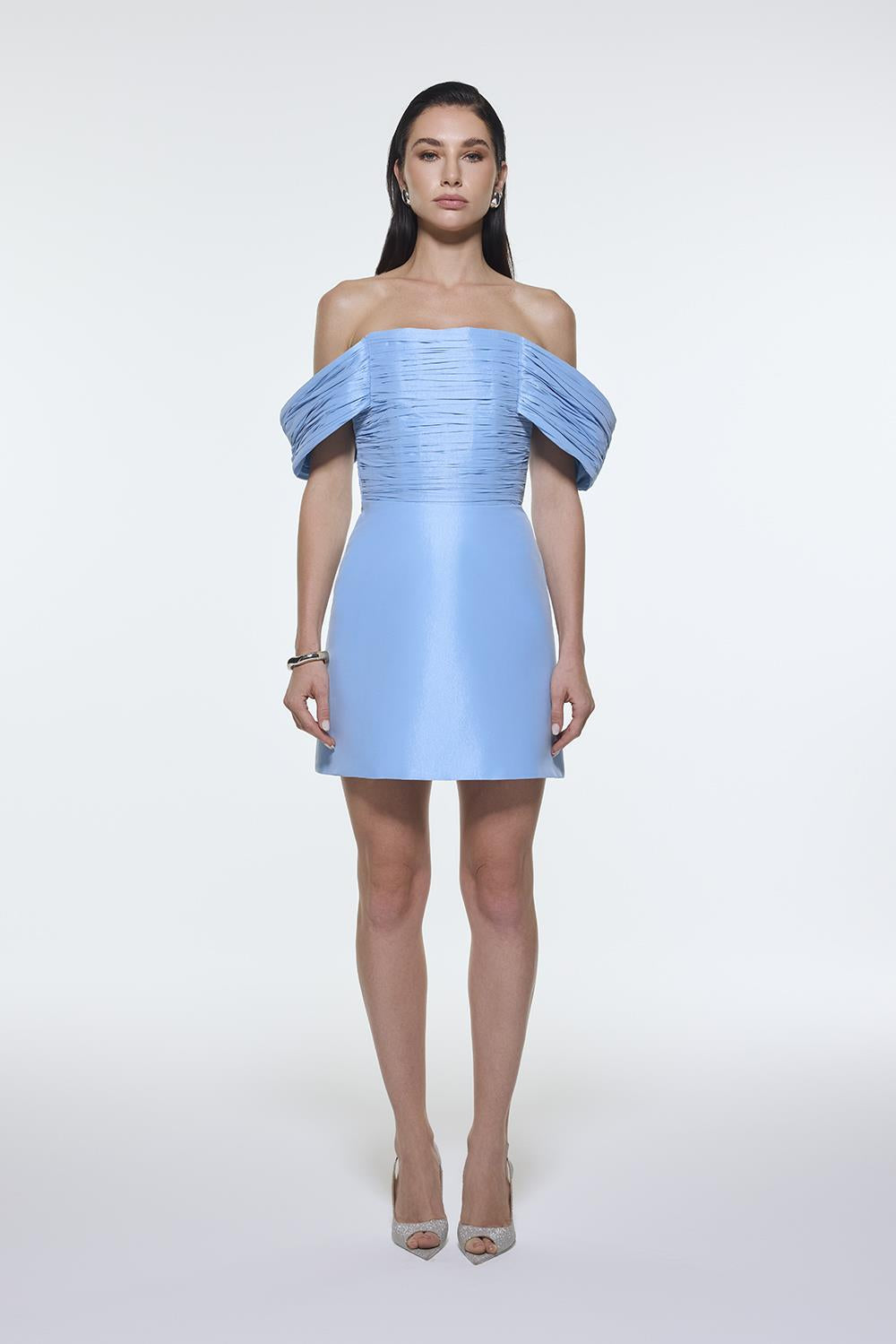 Low Shoulder Taffeta Mini Evening Dress - 9275C