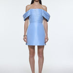 Low Shoulder Taffeta Mini Evening Dress - 9275C
