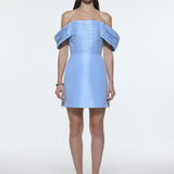 Low Shoulder Taffeta Mini Evening Dress - 9275C