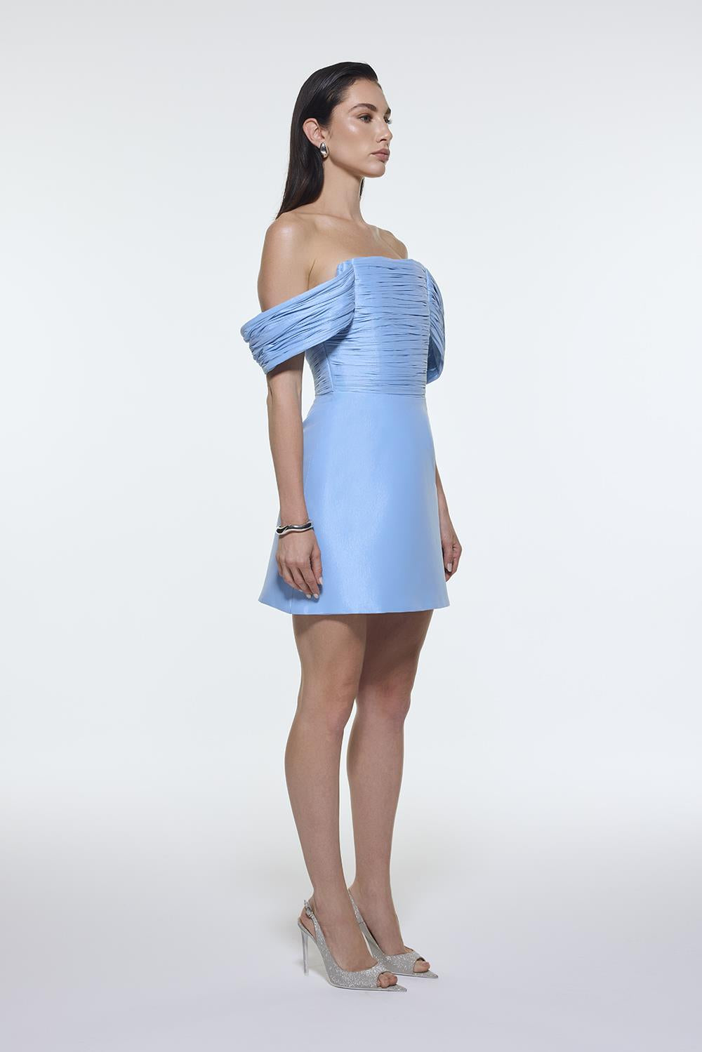 Low Shoulder Taffeta Mini Evening Dress - 9275C