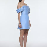 Low Shoulder Taffeta Mini Evening Dress - 9275C