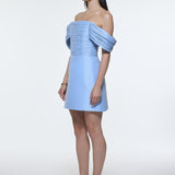 Low Shoulder Taffeta Mini Evening Dress - 9275C