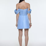 Low Shoulder Taffeta Mini Evening Dress - 9275C