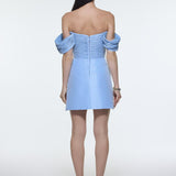 Low Shoulder Taffeta Mini Evening Dress - 9275C