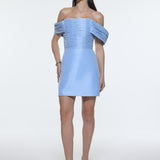 Low Shoulder Taffeta Mini Evening Dress - 9275C