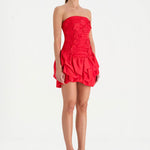 Volanlı Çiçekli Kısa Abiye Elbise - 26163C