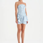 Volanlı Çiçekli Kısa Abiye Elbise - 26163C