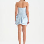 Volanlı Çiçekli Kısa Abiye Elbise - 26163C