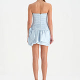 Volanlı Çiçekli Kısa Abiye Elbise - 26163C