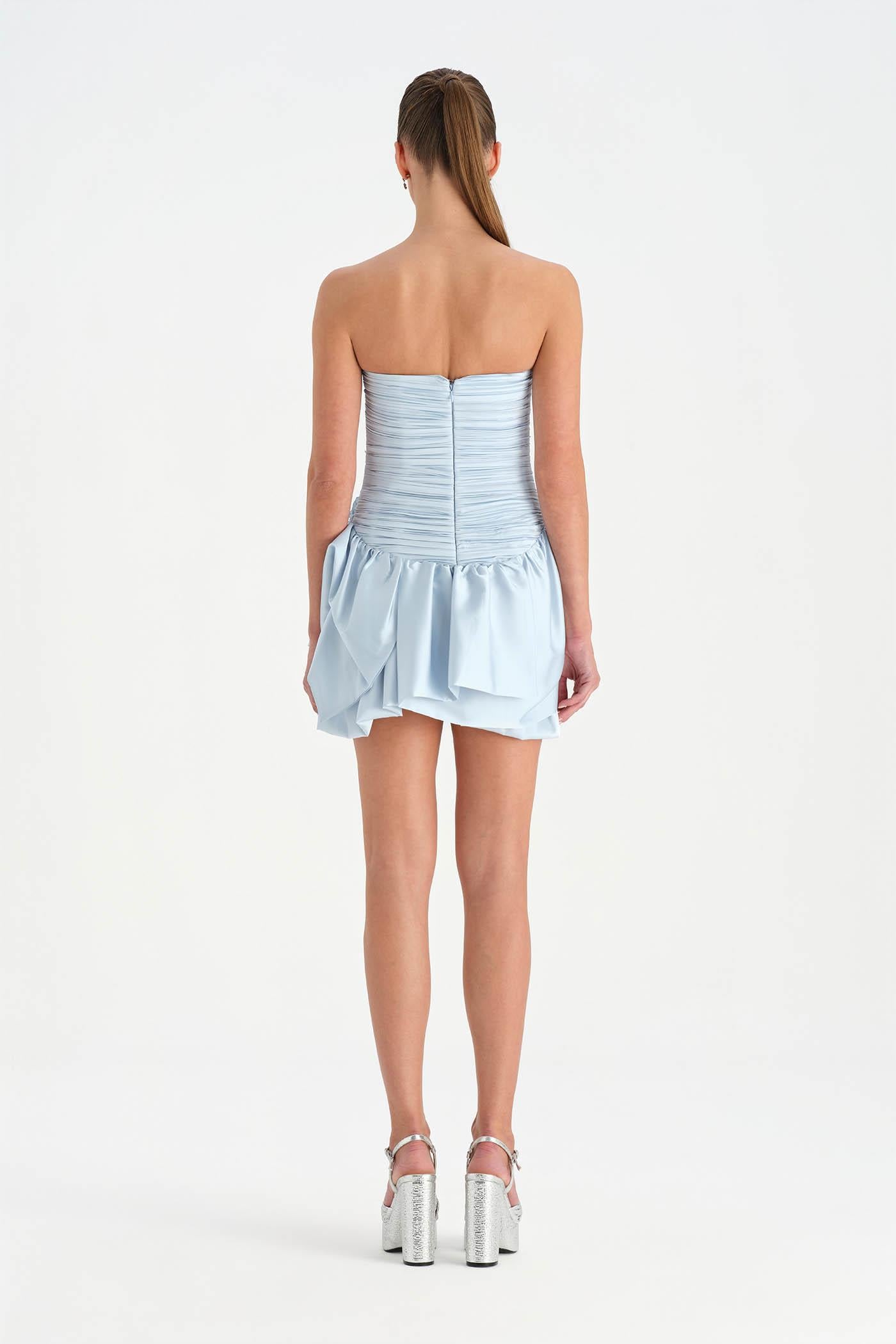 Volanlı Çiçekli Kısa Abiye Elbise - 26163C