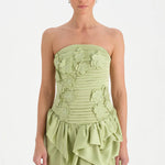 Volanlı Çiçekli Kısa Abiye Elbise - 26163C