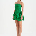 Volanlı Çiçekli Kısa Abiye Elbise - 26163C