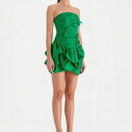 Volanlı Çiçekli Kısa Abiye Elbise - 26163C