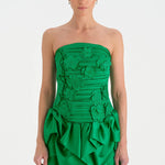 Volanlı Çiçekli Kısa Abiye Elbise - 26163C